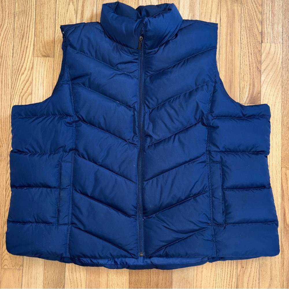 Lands' End Navy Goose Down Puffer Vest